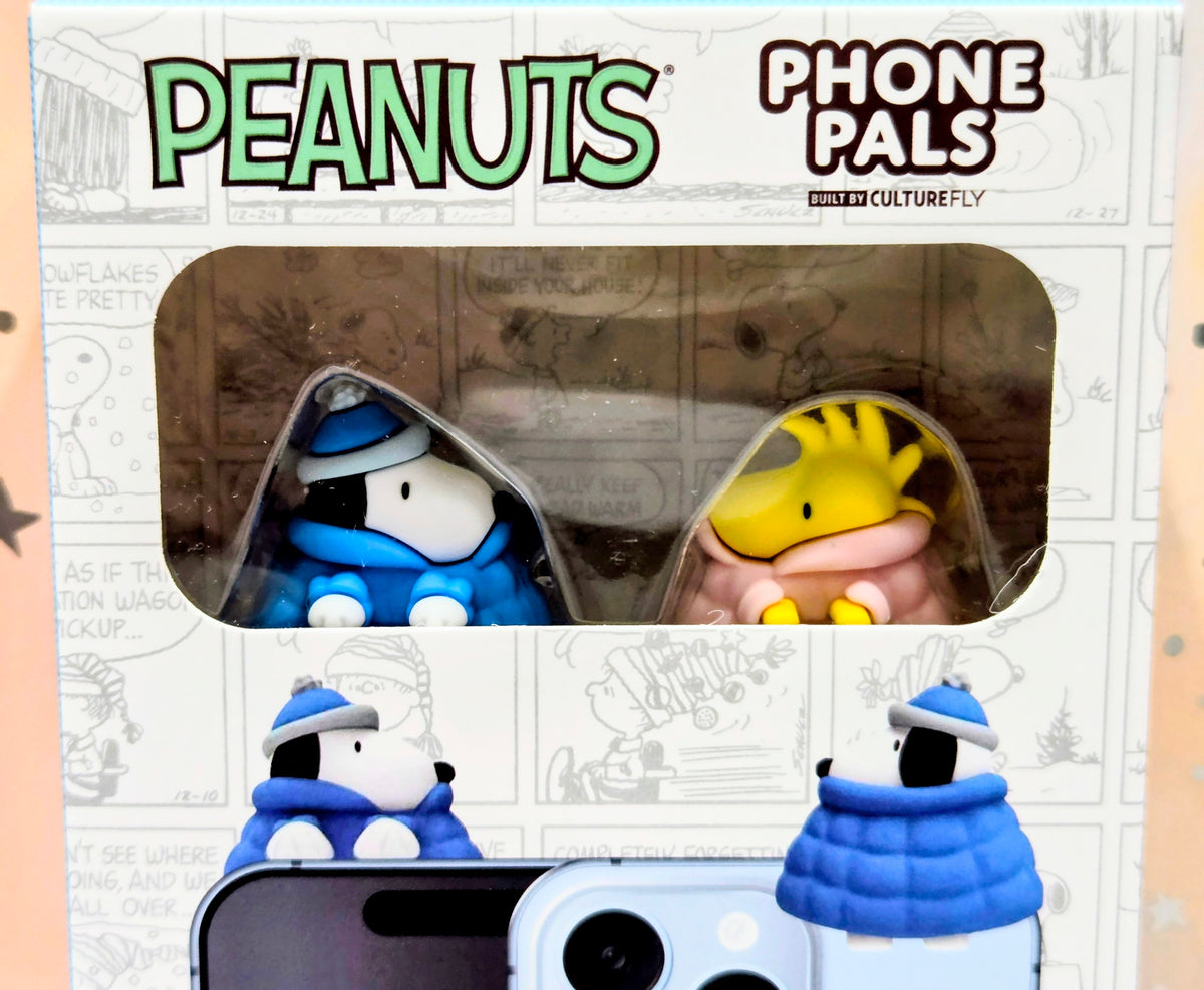 Peanuts CultureFly Phone Pals Snoopy Woodstock Winter Puffer Clip Set 2