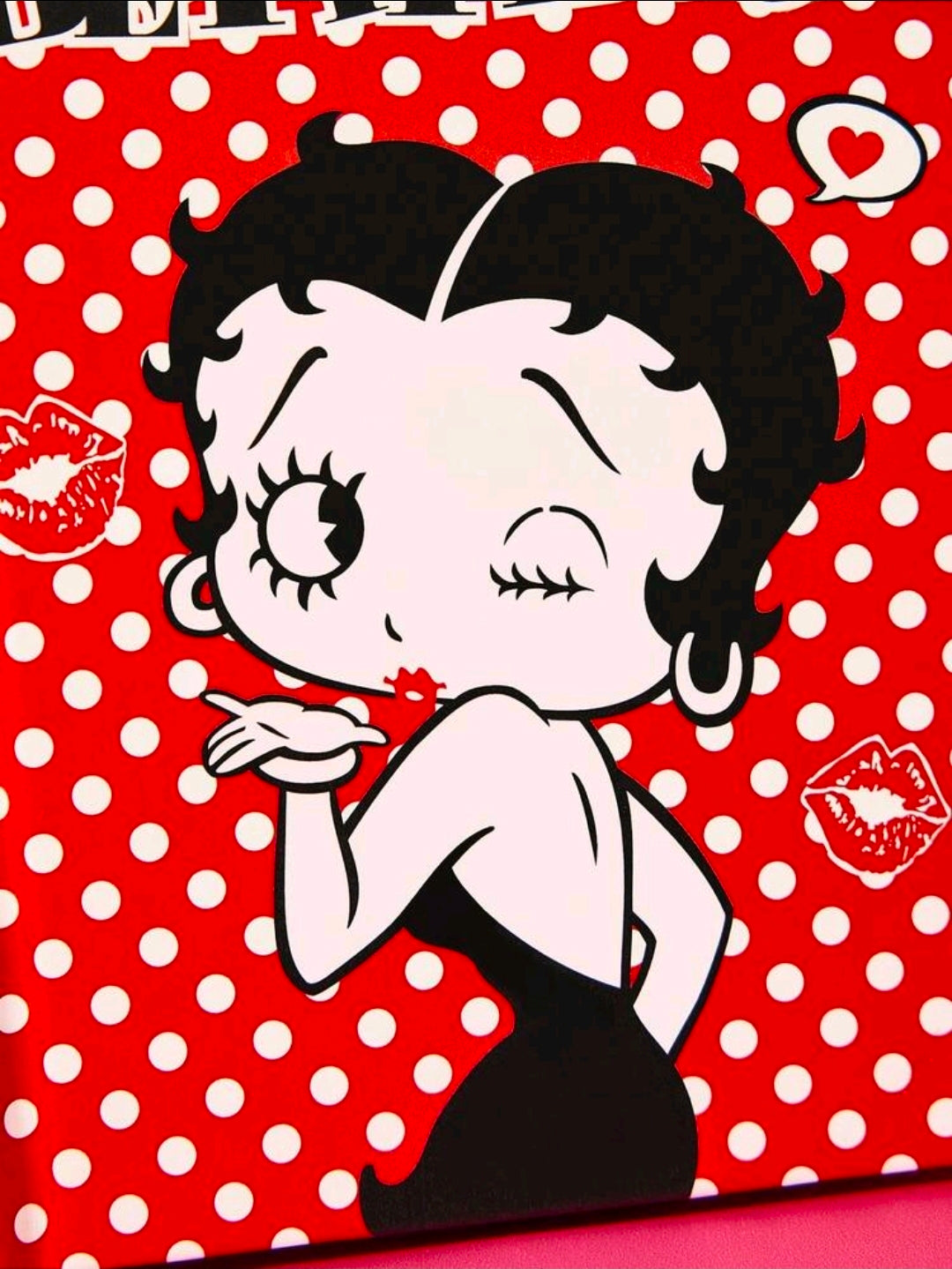 Hardcover blank notebook with red polka-dot Betty Boop cover illustration