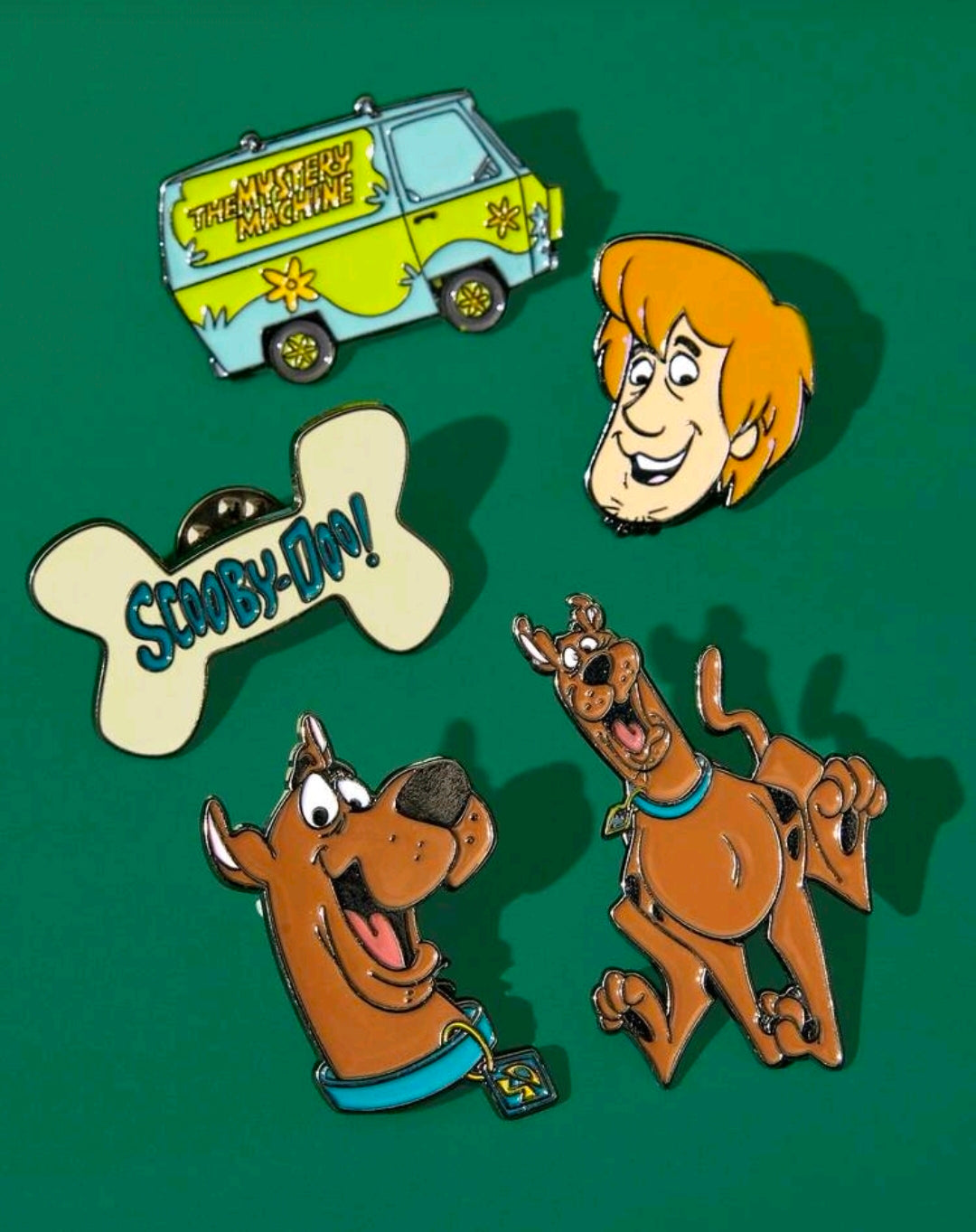 Scooby-Doo 5 Piece Enamel Pin Set Mystery Machine Shaggy Scooby Bone
