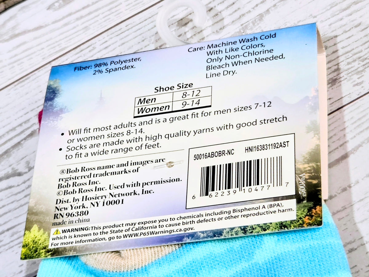 Gift set packaging label with size chart and care instructions for boxer briefs and socks