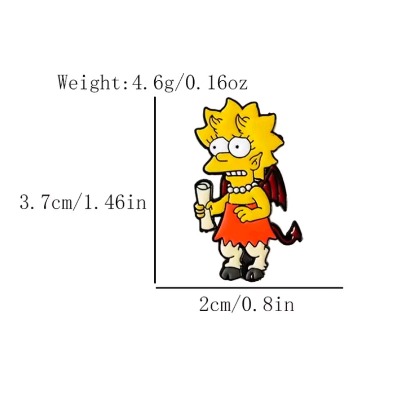 Yellow character holding a drink enamel pin, Halloween style