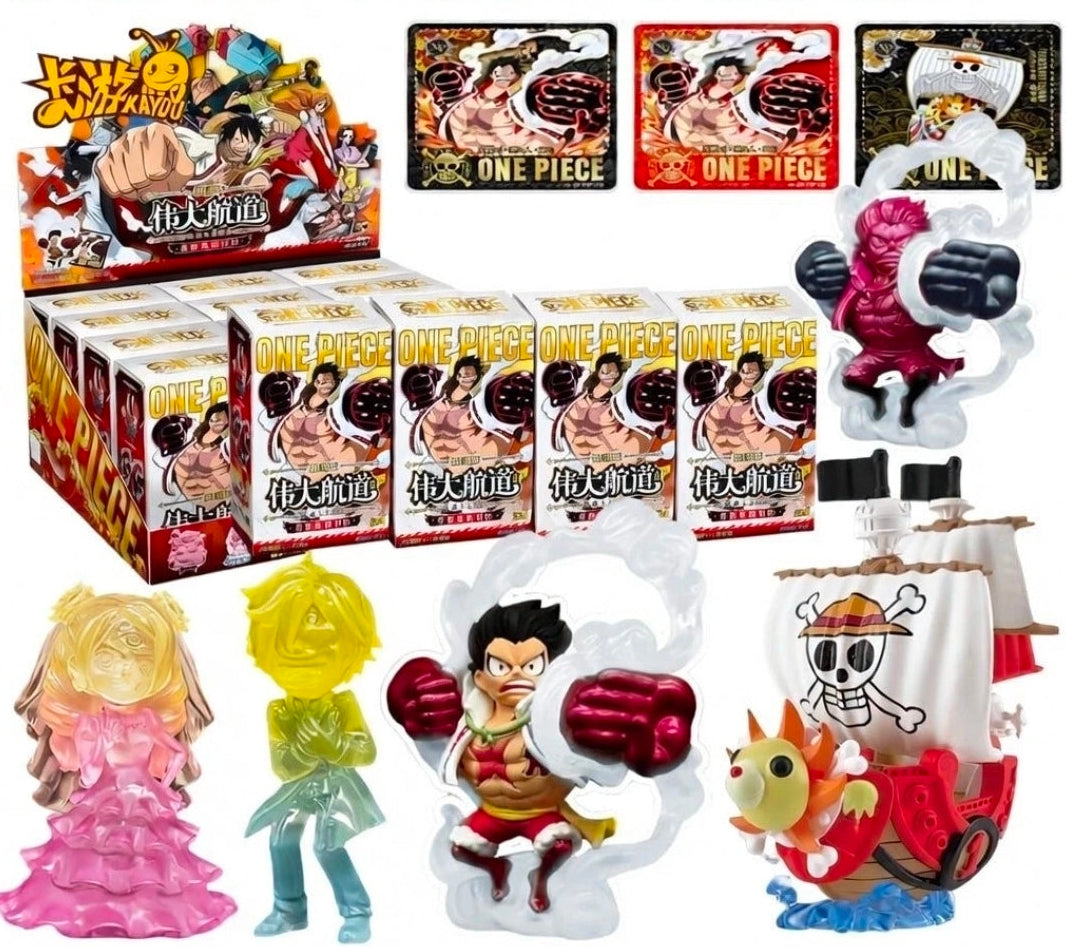 Assorted mini figure set with boxed characters and clear stand pieces