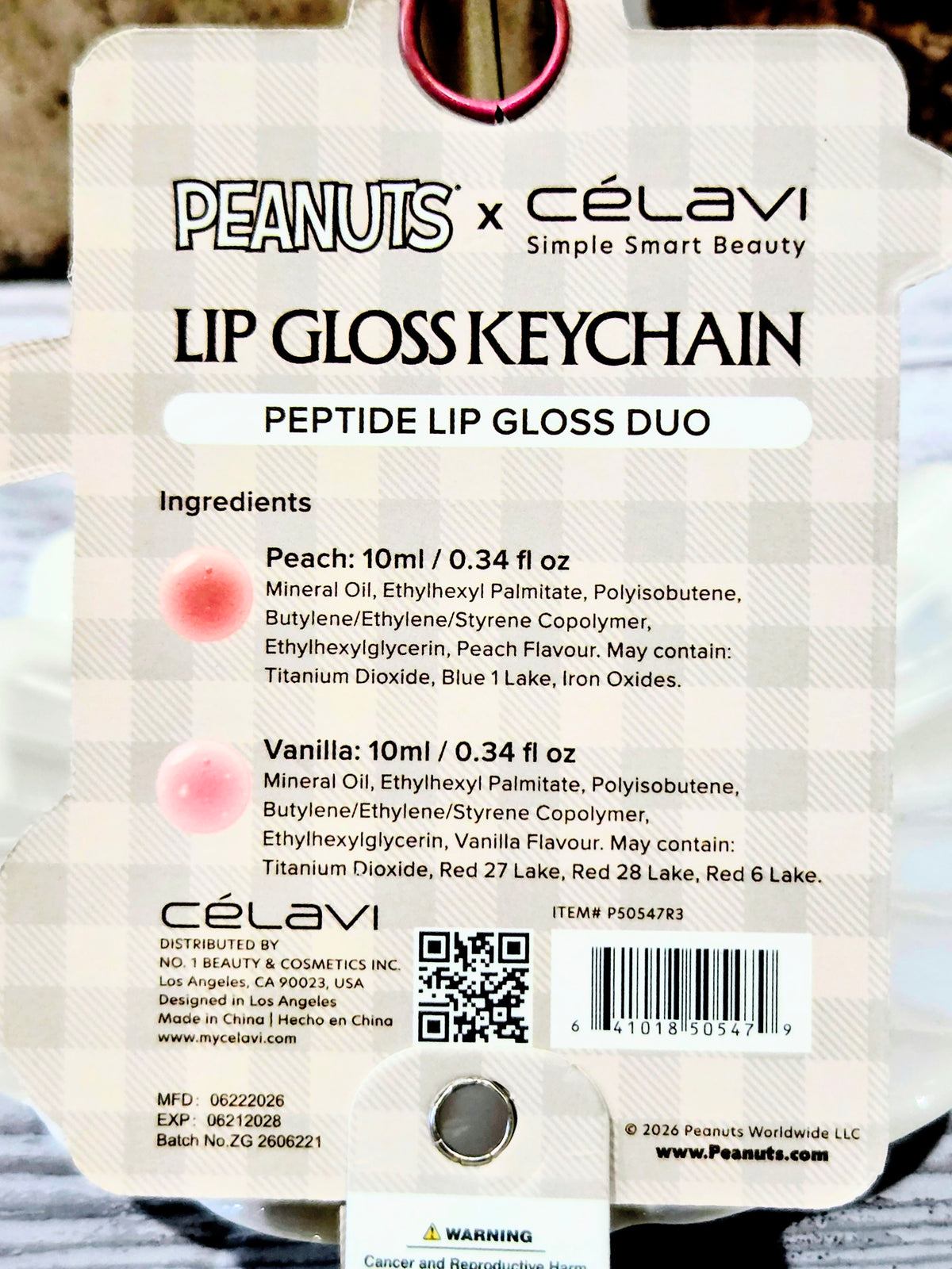 "Podium Pout" Snoopy Olympian Peptide Lip Gloss Keychain Duo Peach & Vanilla