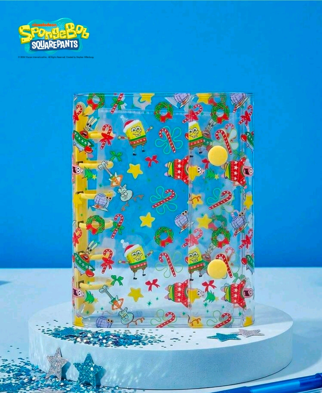 Christmas-themed SpongeBob SquarePants 6-ring photo album, colorful illustrated cover
