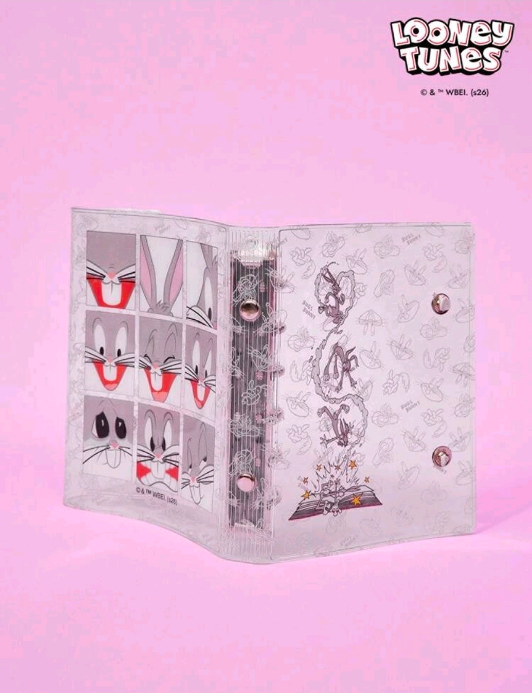 Looney Tunes A7 Transparent 6-Ring Binder 2 Snap Bugs Bunny Tweety Bird
