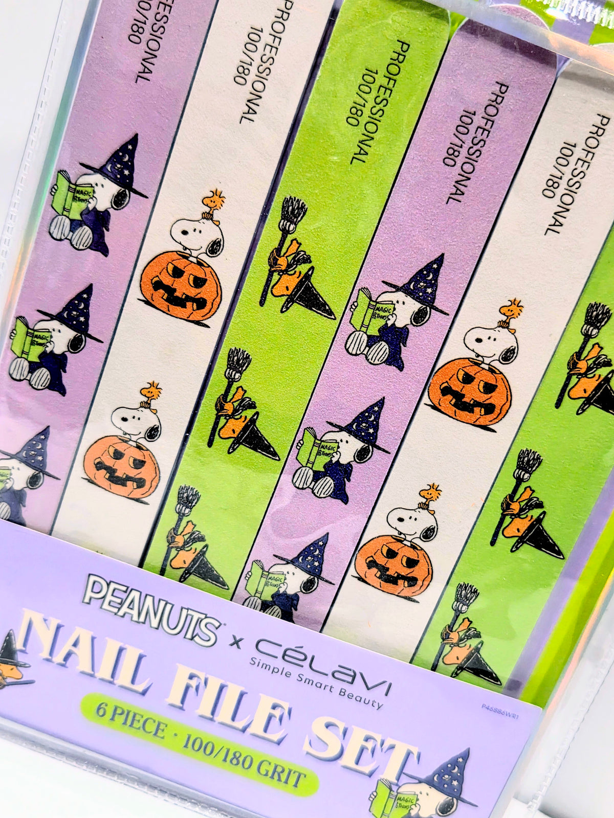 Peanuts x Celavi Halloween nail file set box with Snoopy and witch icons