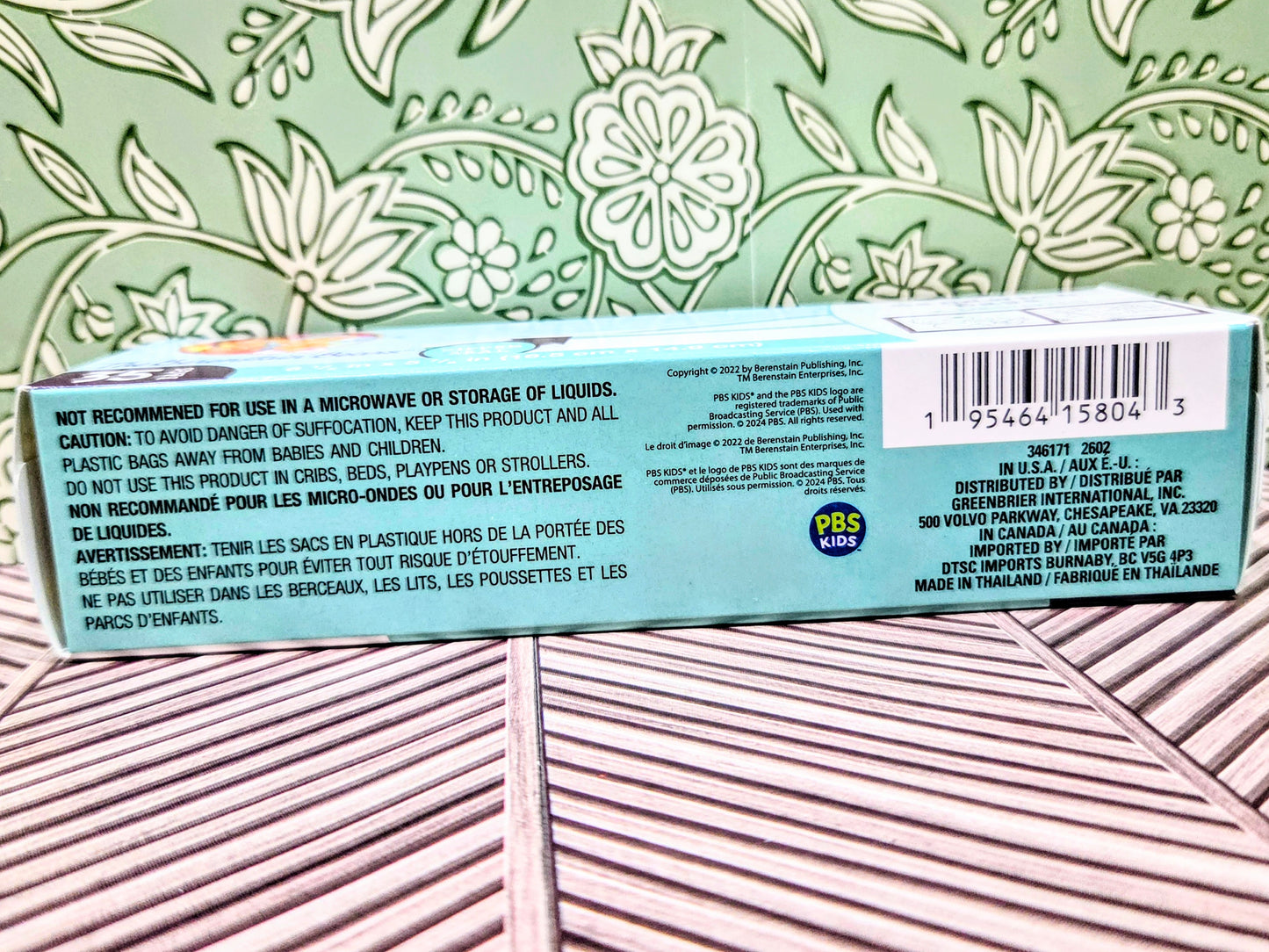 Berenstain Bears sandwich zip bags box back with barcode and small print