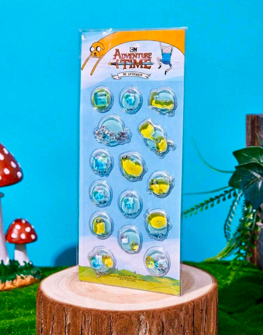 Adventure Time 3D crystal bonbon sticker sheet with multiple character stickers in clear domes