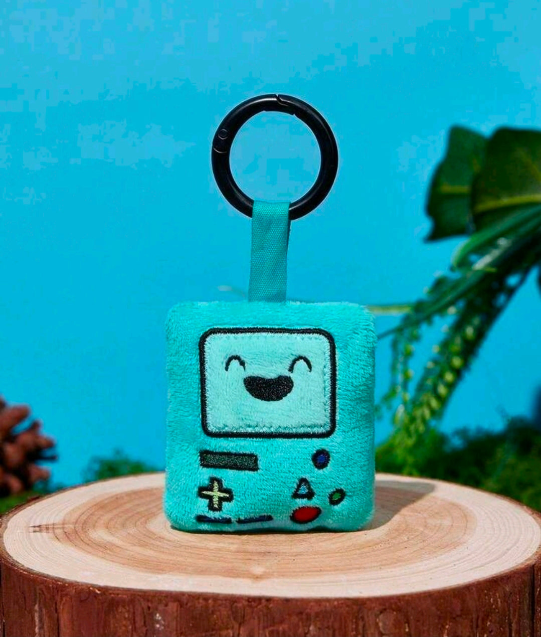 Adventure Time BMO Plush Keychain – Embroidered Teal Mini Collectible Charm 3"