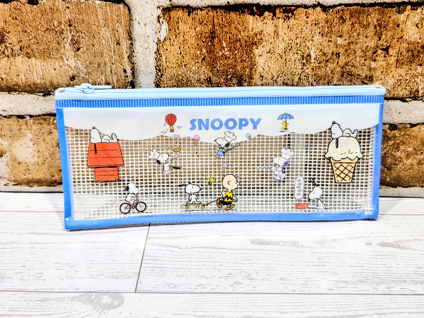 Snoopy Peanuts Joytop B6 Mesh Zip Pouch Pencil Case Clear Kawaii Stationery Bag Charlie Brown Woodstock