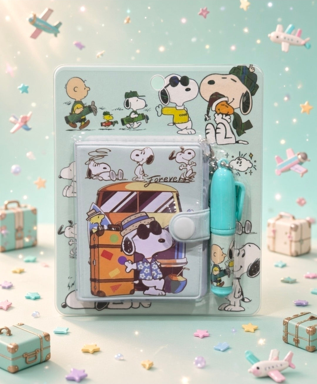 Snoopy Mini Puffy Jacket Notebook with Matching Keychain Pen