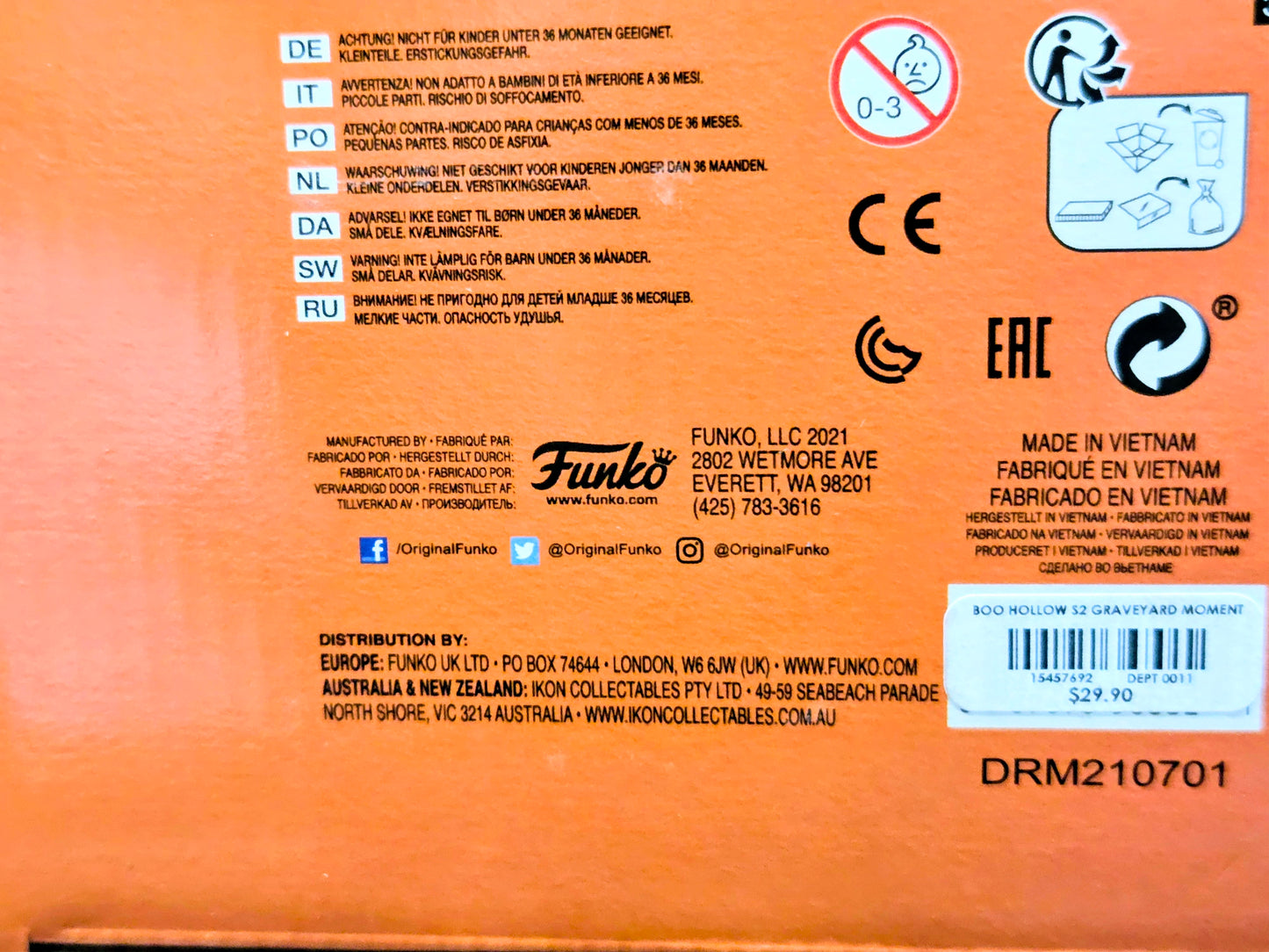 Funko Boo Hollow Phinneas & Scratch collectible figure box, orange rear panel