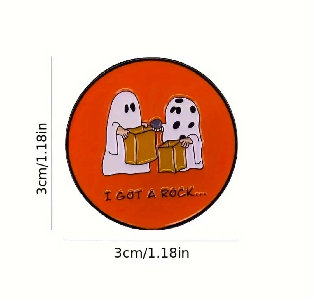 Peanuts Snoopy Halloween Ghost Costume Enamel Pin Set I Got A Rock