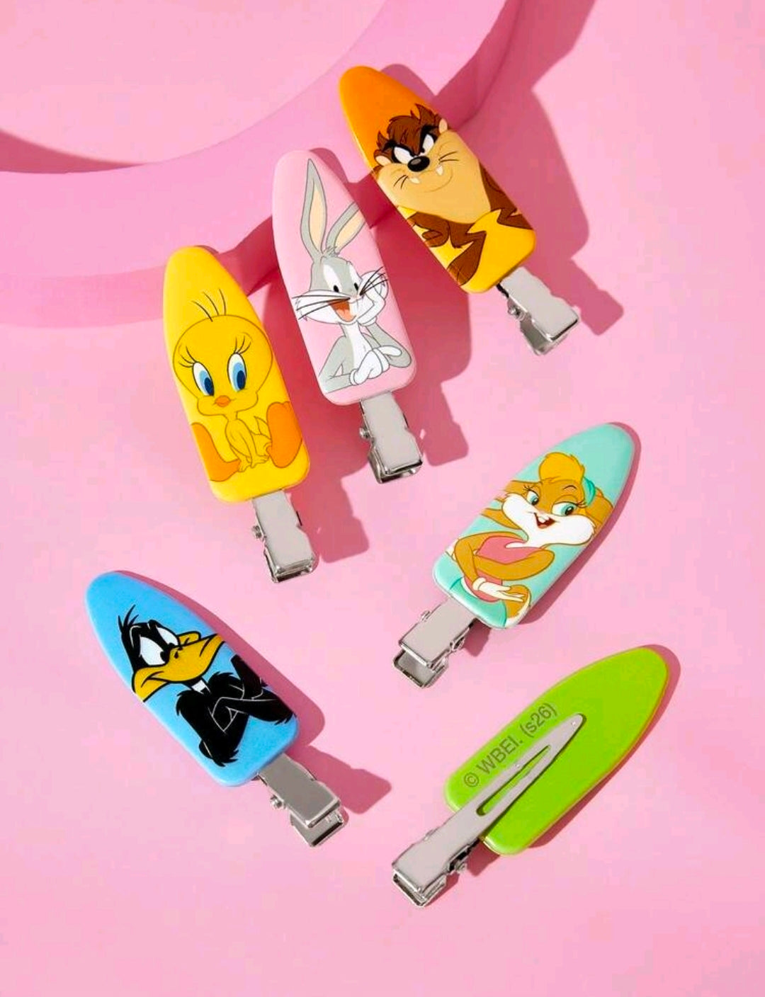Looney Tunes Set of 6 Hair Clips Bugs Daffy Tweety Taz