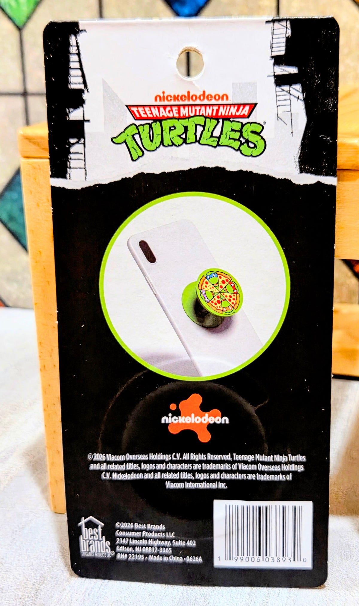 TMNT phone grip package card with round grip accessory