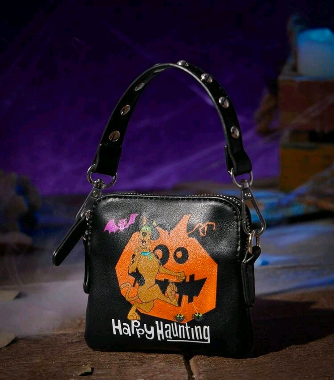 Scooby Doo Happy Haunting Black Clutch Purse Crossbody Bag Chain Strap