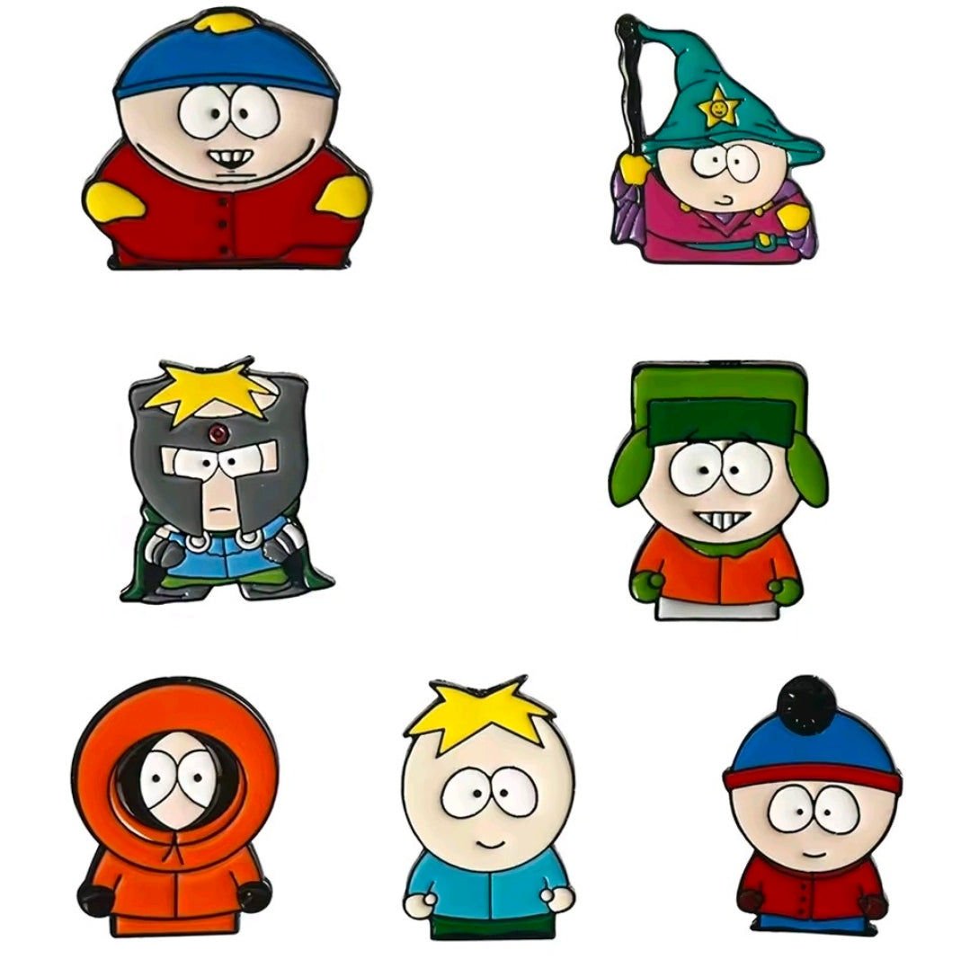 South Park 7 Piece Enamel Pin Set Cartman Stan Kyle Kenny Butters Wizard Knight