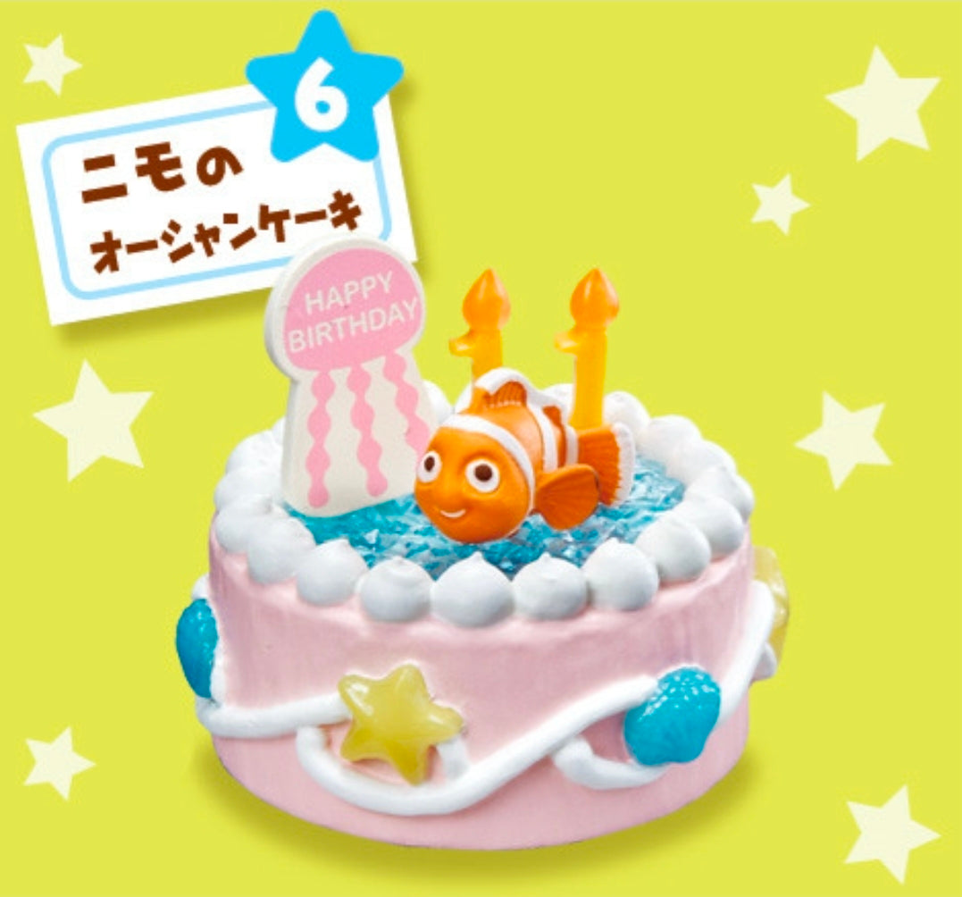 Nemo birthday cake miniature figure with star topper and candles