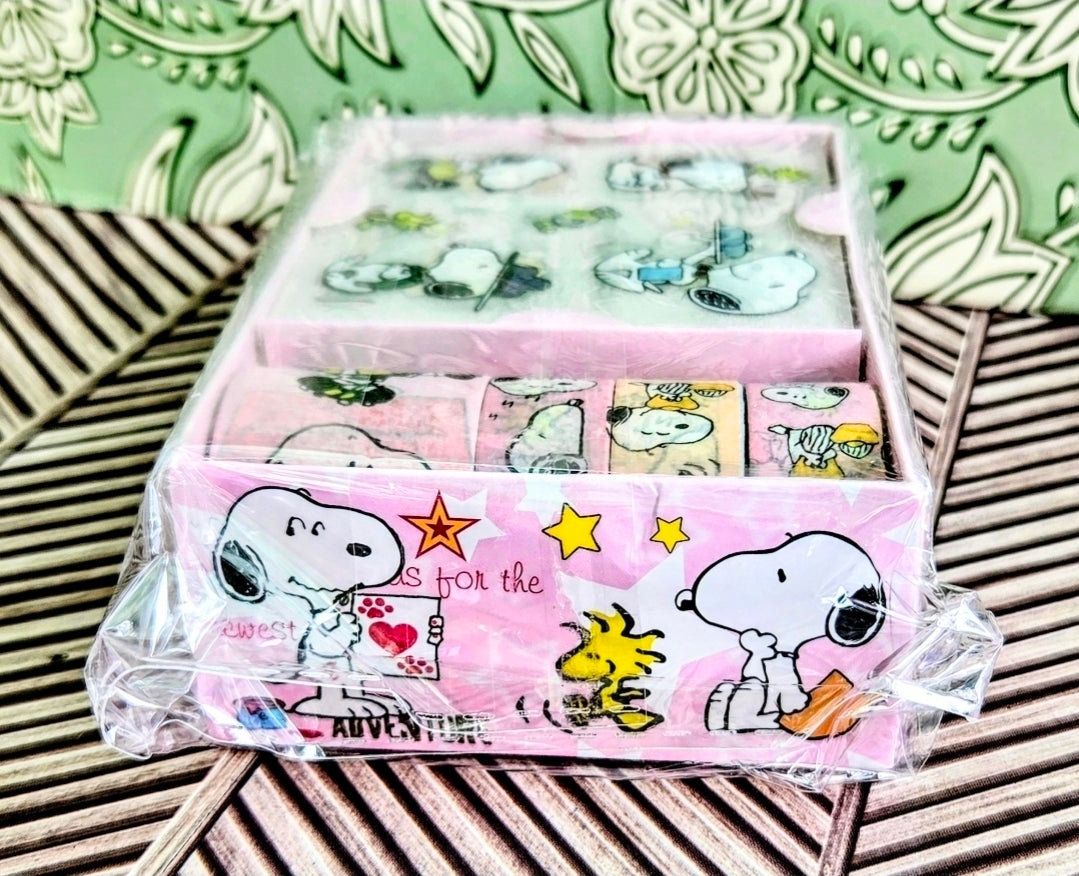Peanuts Snoopy Woodstock Pink 4-Roll Washi Tape + Sticker Sheet Set