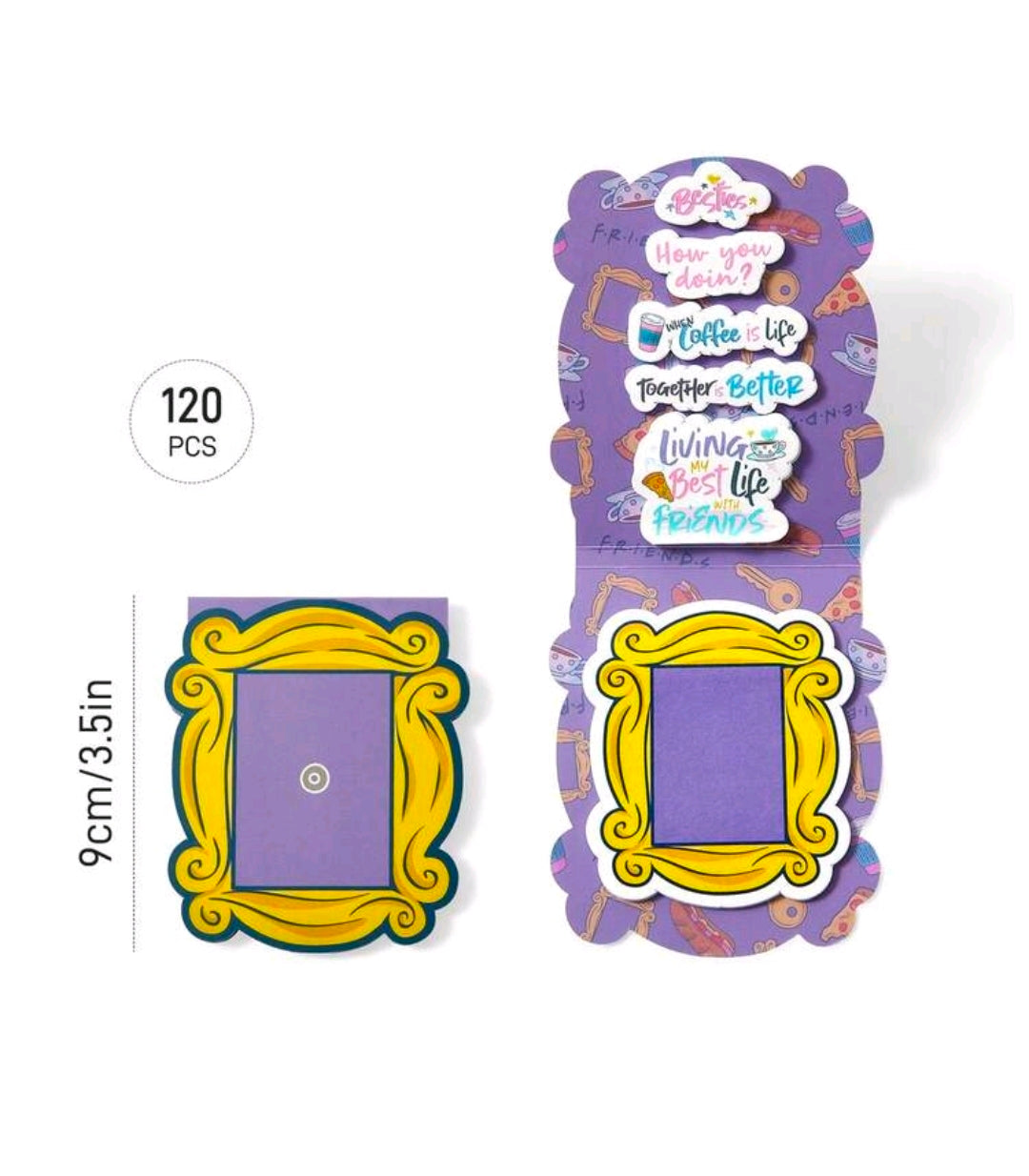 Friends TV Show Sticky Note Set 120pc Door Frame Pad Quote Page Markers How You Doin Coffee Licensed Kawaii Stationery