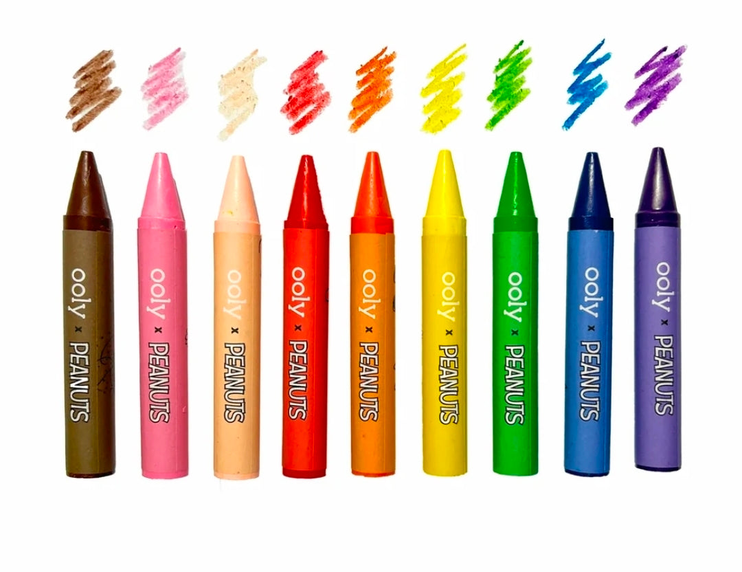 Pack of colorful jumbo crayons in multiple shades with ooly branding