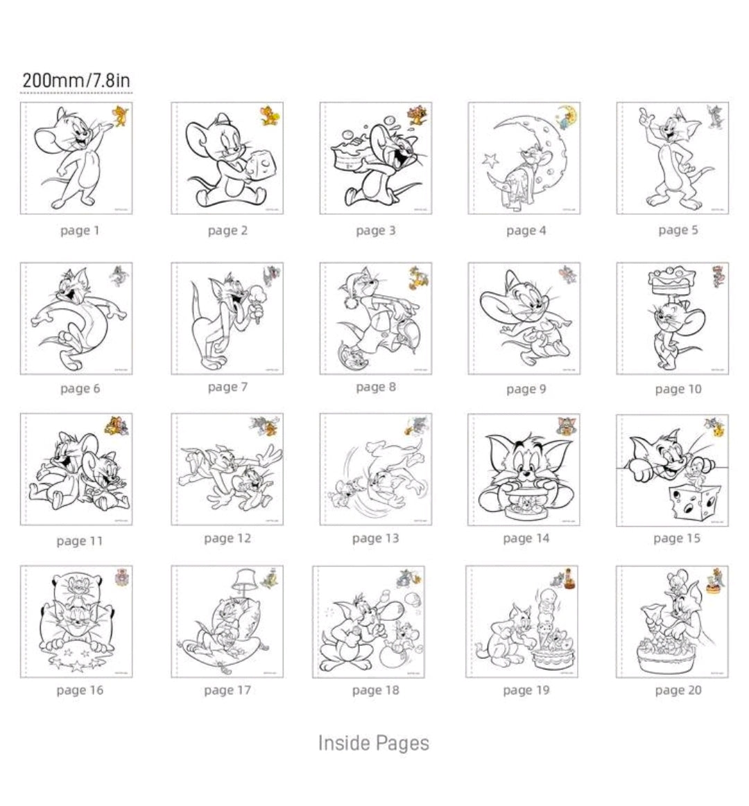 Coloring book inside pages sheet with numbered thumbnail outlines for coloring