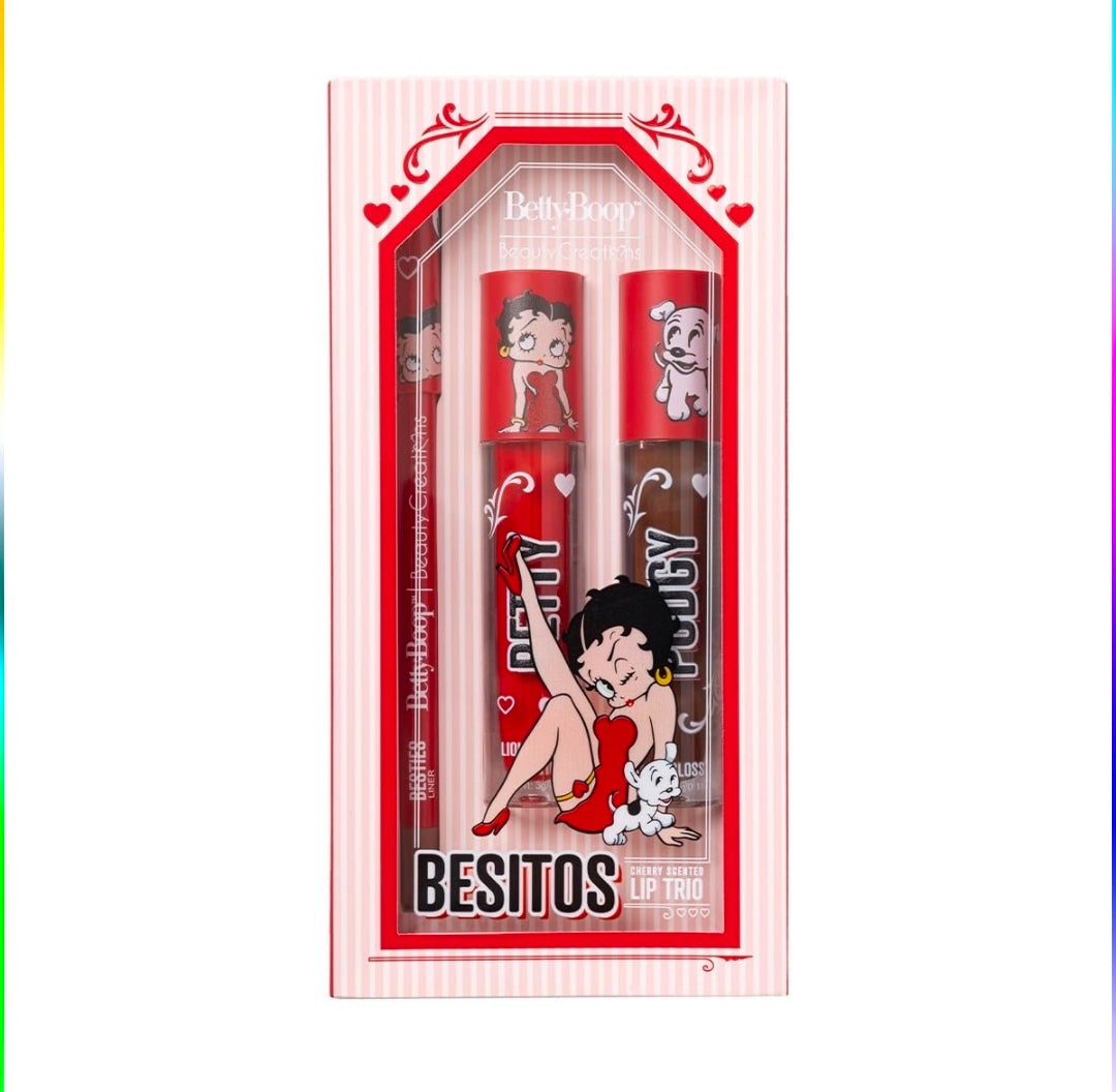 Betty Boop x Beauty Creations Besitos Cherry Scented Lip Trio Liner + Gloss