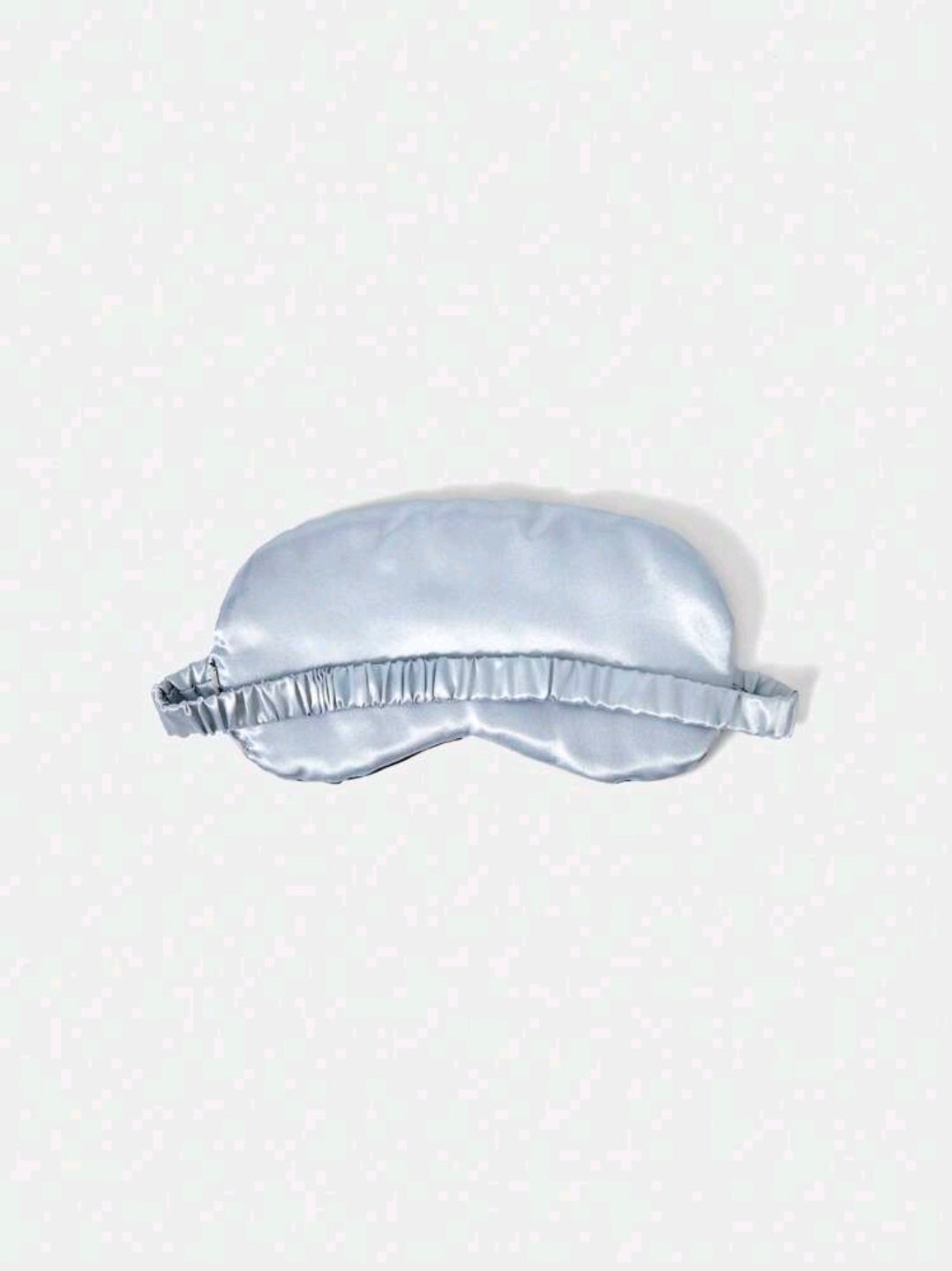 Light blue satin sleep mask with gathered elastic edge