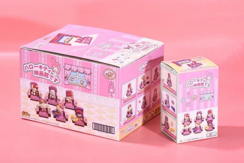 Movie theater blind box figure packaging box with small character scene