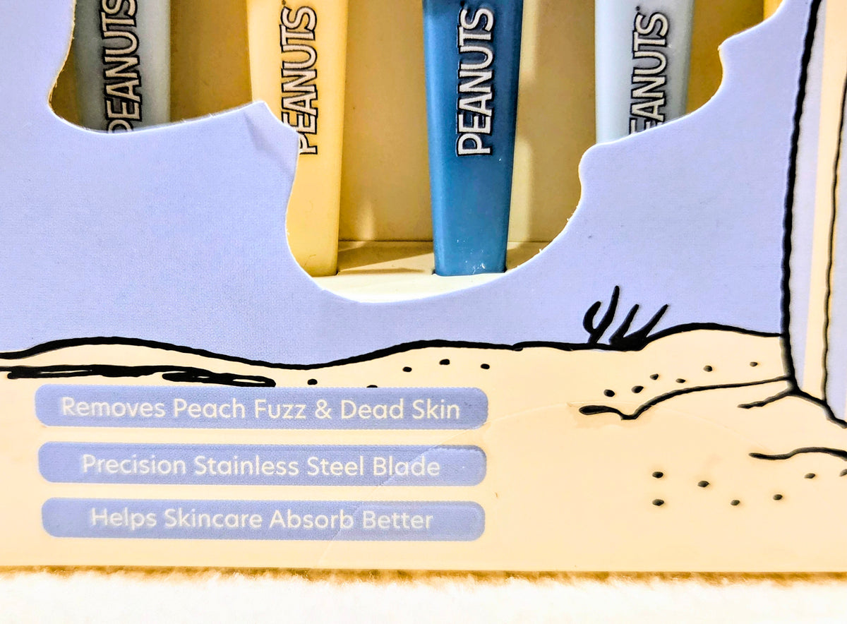Derma razor blade detail for peach fuzz removal, precision stainless steel blade