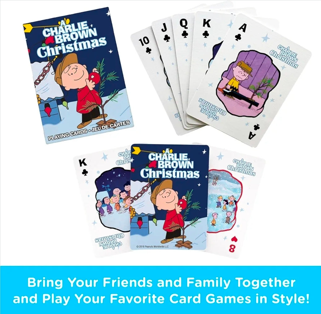 Aquarius Peanuts Charlie Brown Christmas Playing Cards Blue Poker Size