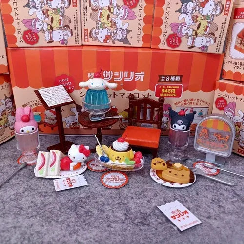 Re-Ment Sanrio Cafe Secret Mascot — Rare Full Set of 8