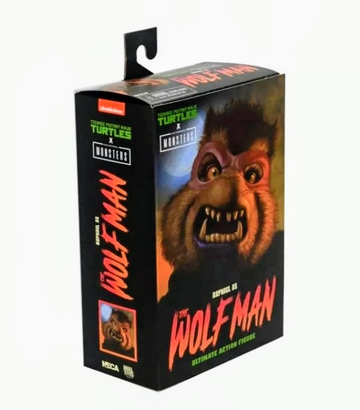 NECA collectible action figure in retail box, Raphael as Wolf Man theme packaging