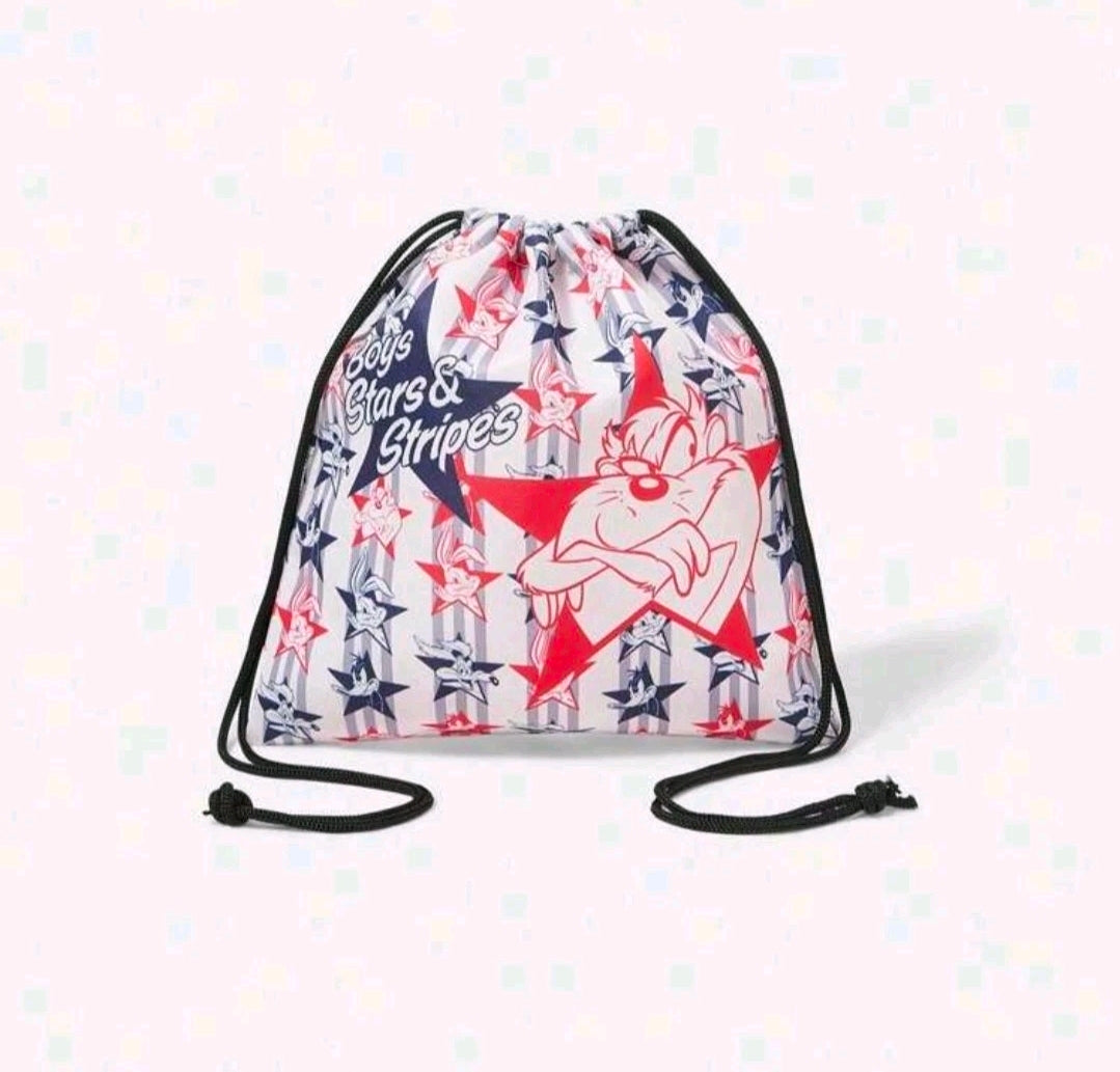 Looney Tunes Taz Patriotic Stars & Stripes Drawstring Bag