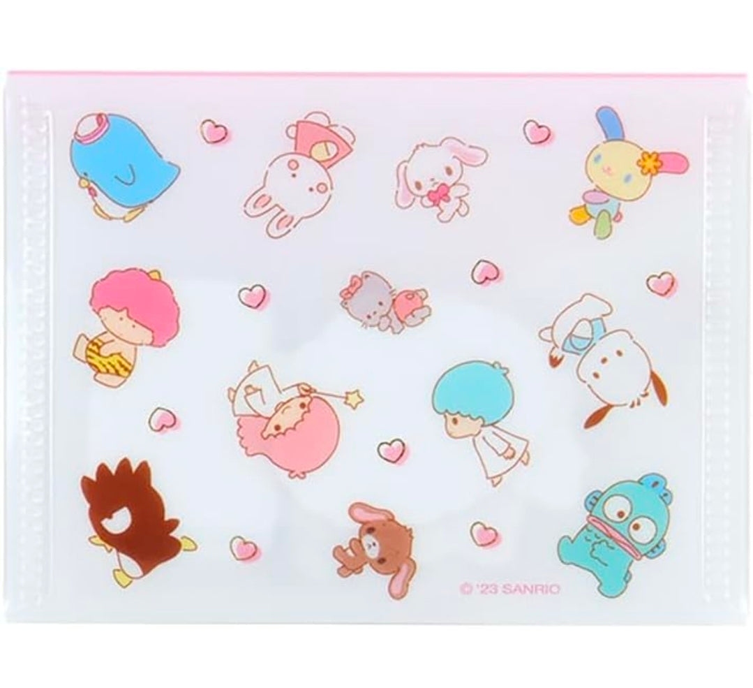White die-cut sticker flakes sheet with multicolor cute animal characters and hearts