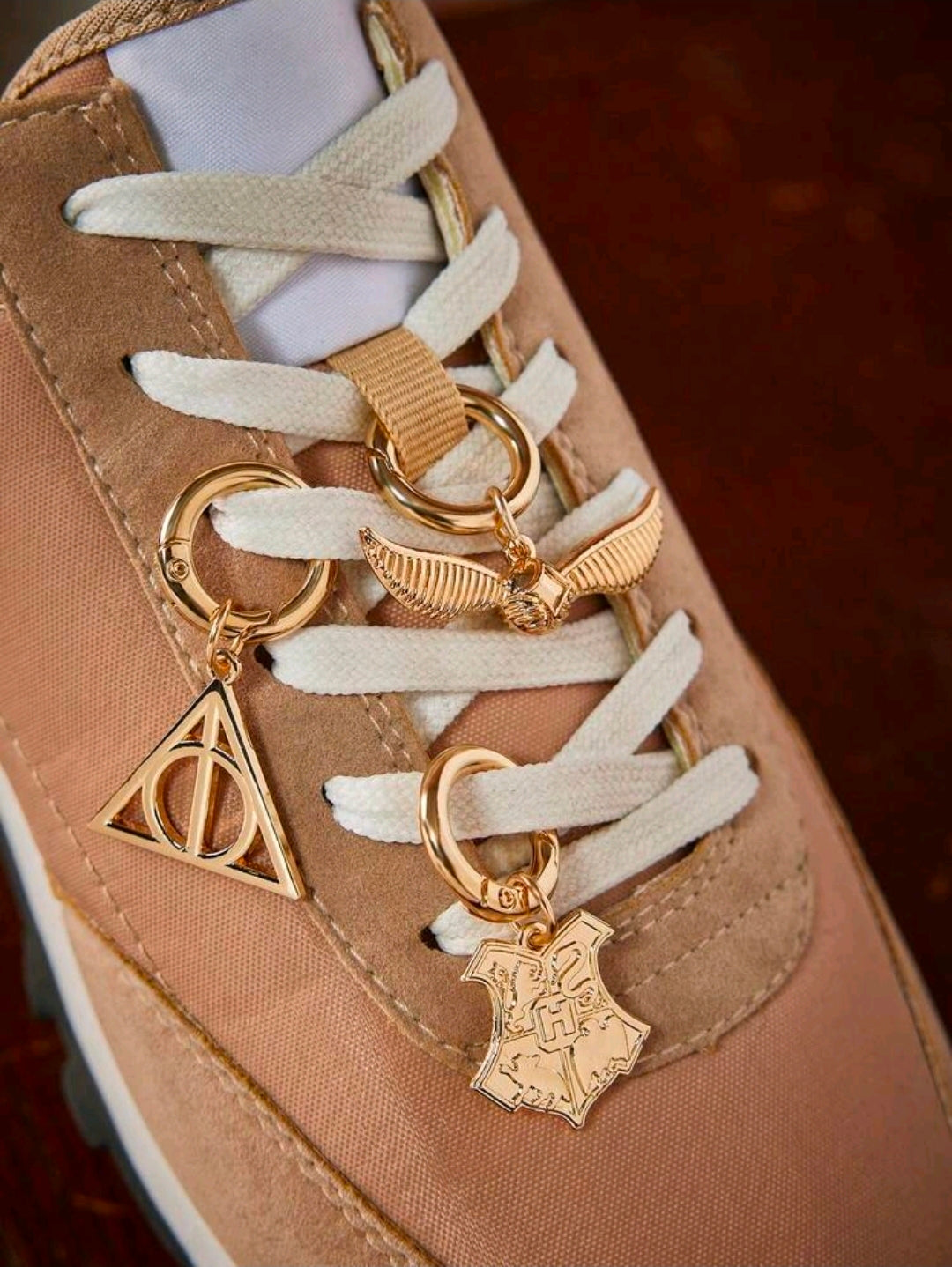 Harry Potter 3 Piece Gold Bag Charm Set Snitch Hogwarts Deathly