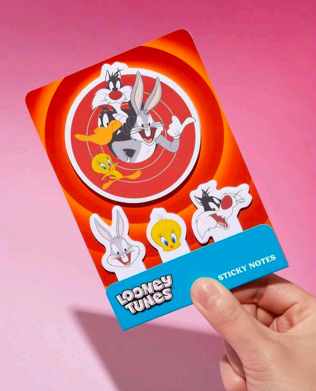 Sticky note pad set in orange sleeve with character sticky notes and label
