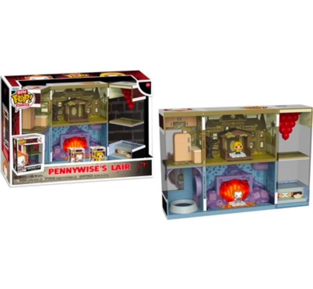 Mini dollhouse diorama box set with clear front window and red balloon accents