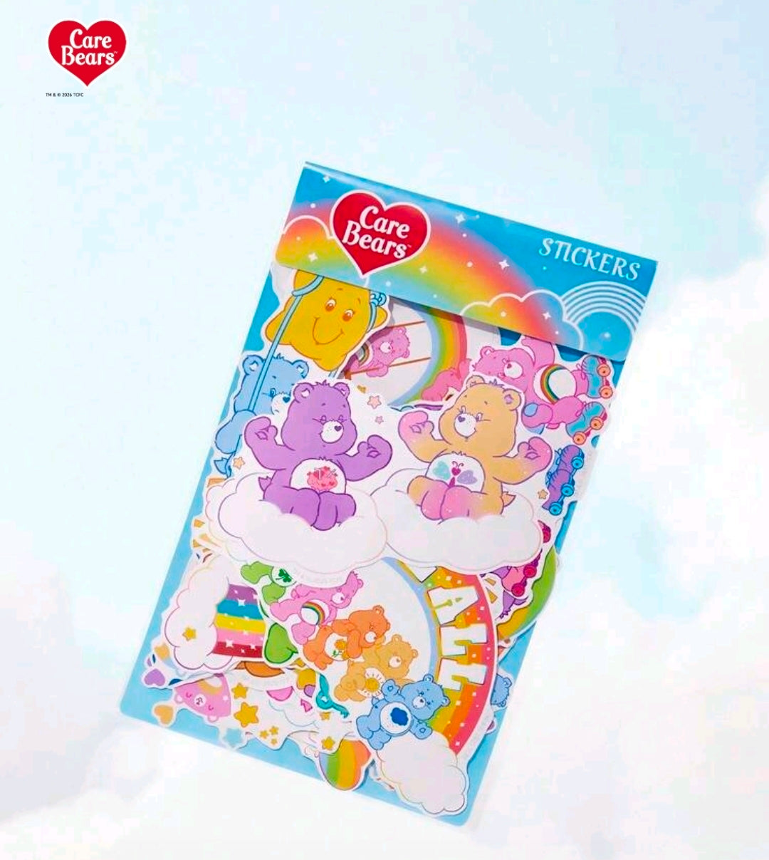 Blue Care Bears vinyl decal sticker pack with bear characters on the backing card
