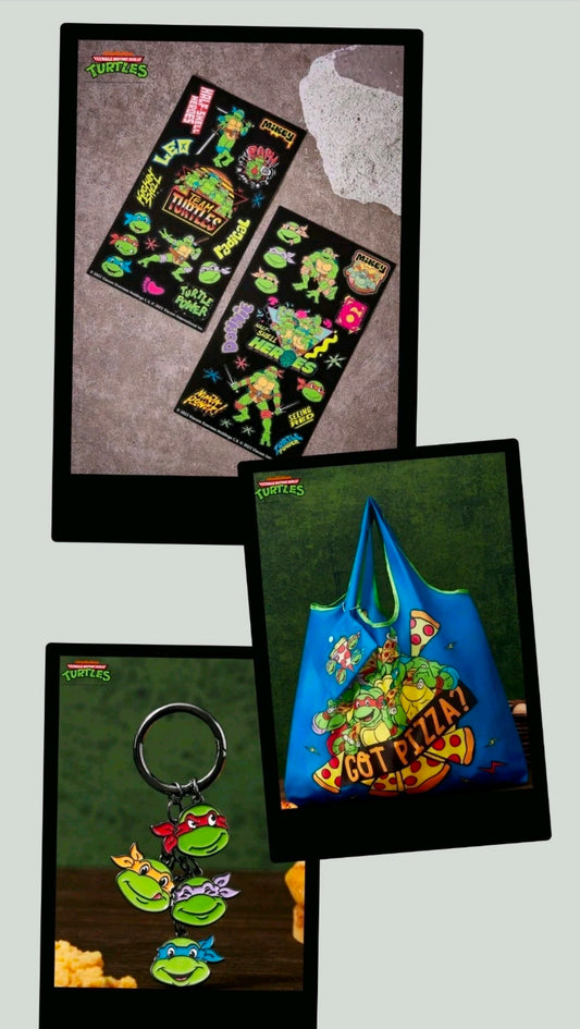 Teenage Mutant Ninja Turtles gift set with tote bag, keychain, and sticker sheets