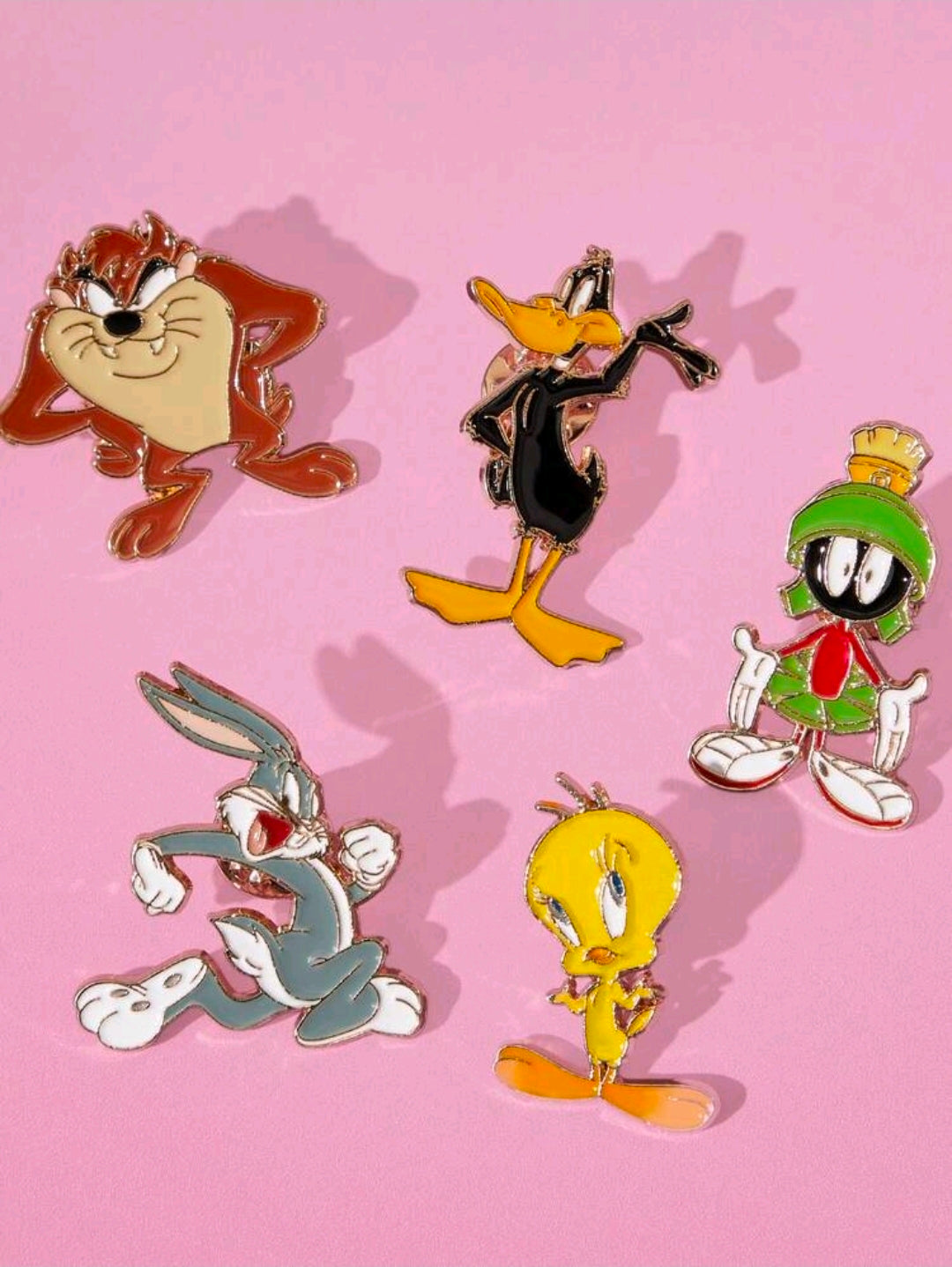 5pc Looney Tunes Enamel Pins Set Bugs Daffy Taz Tweety Marvin Licensed