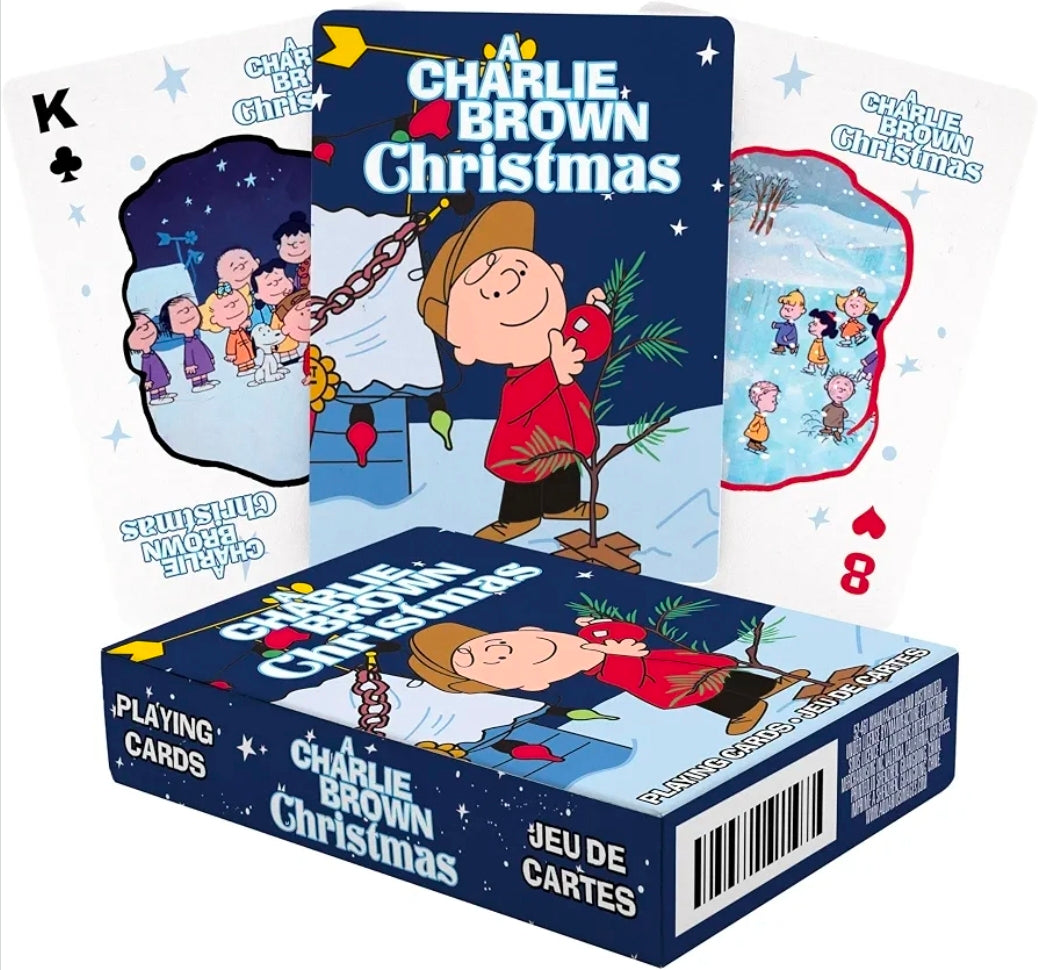 Aquarius Peanuts Charlie Brown Christmas Playing Cards Blue Poker Size