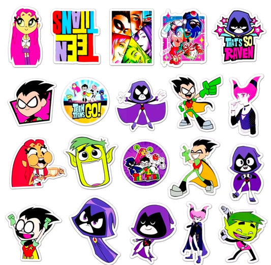 Vinyl decal sticker pack with many colorful cartoon character decals, full set