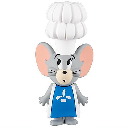 Jerry mini figurine with white chef hat and blue apron, standing with friendly face