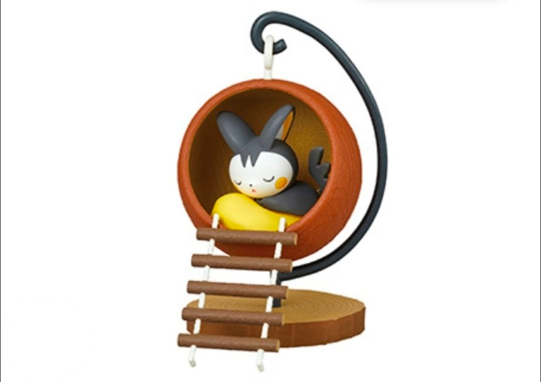 Pokemon mini figure ladder wheel playset with Togedemaru-like animal inside a round swing