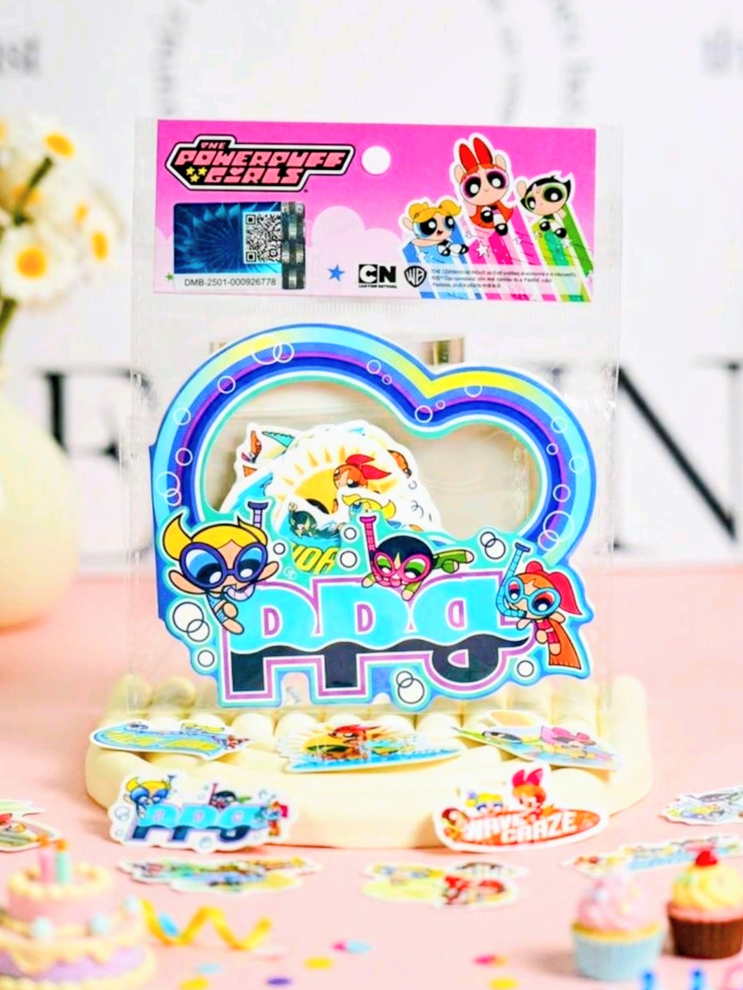 Powerpuff Girls Holographic Flake Sticker Set 20pc Summer Beach Licensed CN Cartoon Network PPG Blossom Bubbles Buttercup