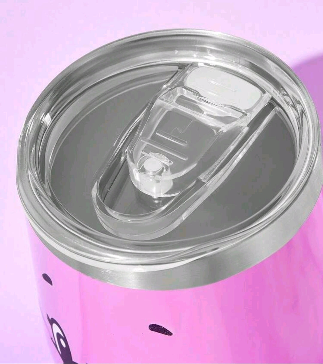 Pink insulated tumbler lid with clear plastic sliding cover