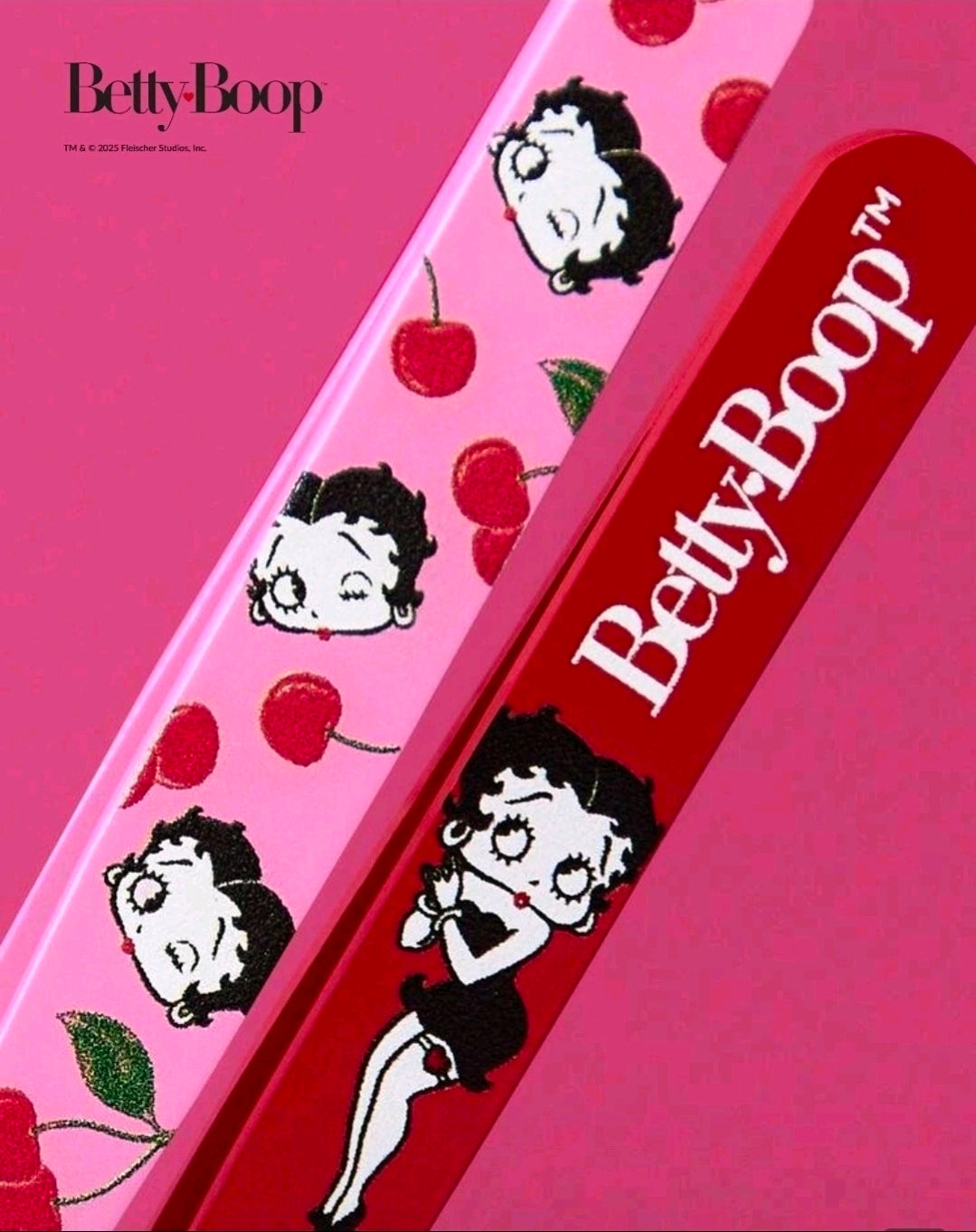 Betty Boop brow tweezers with pink and red handles featuring cartoon characters