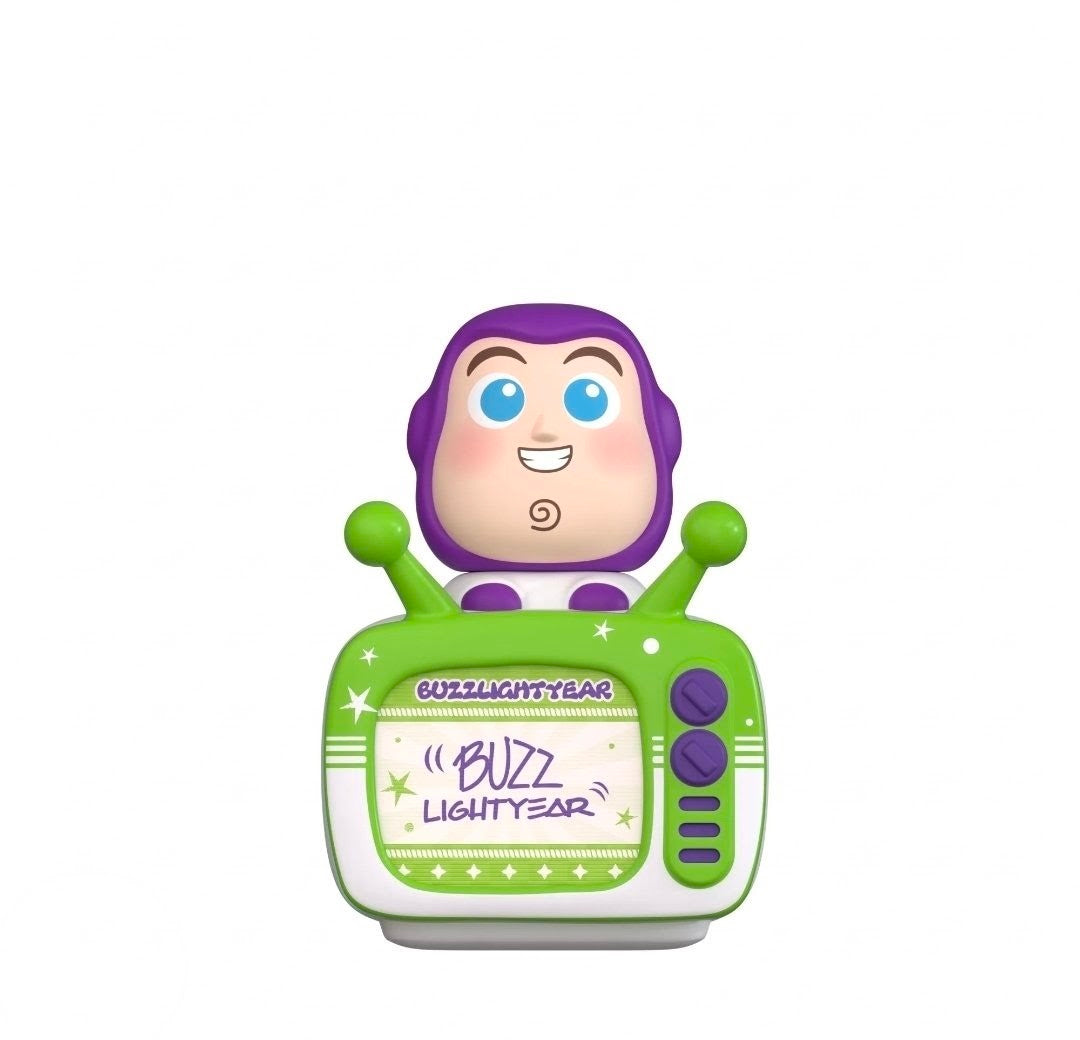 Buzz Lightyear green and white TV-shaped toy with purple controls