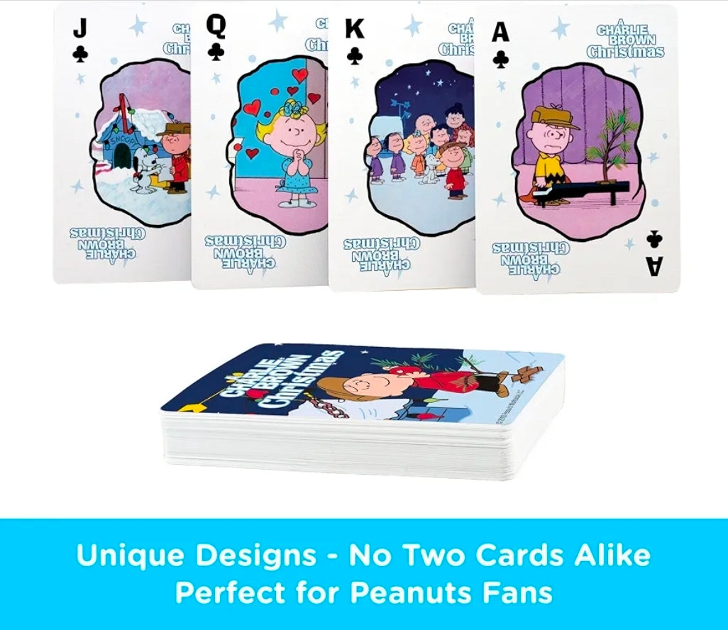 Aquarius Peanuts Charlie Brown Christmas Playing Cards Blue Poker Size